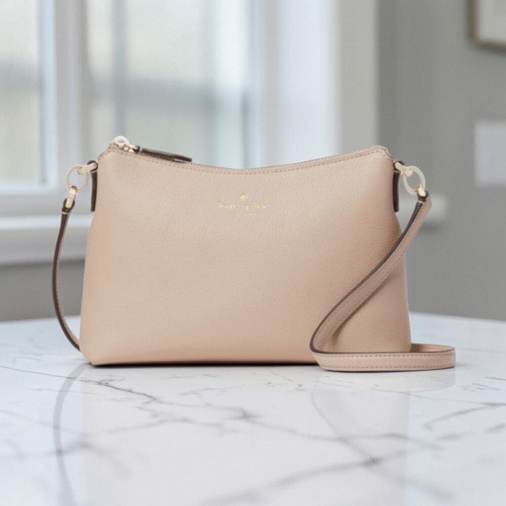 Kate Spade Bailey Crossbody Bag Warm Beige Leather Purse K4651 $299 MSRP NWT